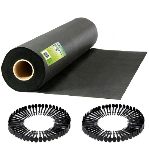 Agrowłóknina ogrodowa 1 m x 75 m + 50 szpilek Plonos - czarna
