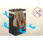 Bambusowy kosz na pranie bieliznę z pokrywą 72 l Massido