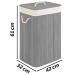 Bambusowy kosz na pranie bieliznę z pokrywą 72 l Massido