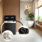 Bambusowy kosz na pranie bieliznę z pokrywą 100 l Massido