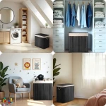 Bambusowy kosz na pranie bieliznę z pokrywą 100 l Massido