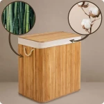 Bambusowy kosz na pranie bieliznę z pokrywą 150 l Massido