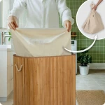 Bambusowy kosz na pranie bieliznę z pokrywą 150 l Massido