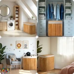 Bambusowy kosz na pranie bieliznę z pokrywą 150 l Massido