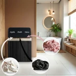 Bambusowy kosz na pranie bieliznę z pokrywą 150 l Massido