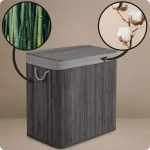 Bambusowy kosz na pranie bieliznę z pokrywą 150 l Massido