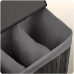 Bambusowy kosz na pranie bieliznę z pokrywą 150 l Massido