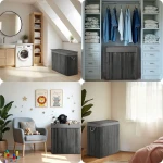 Bambusowy kosz na pranie bieliznę z pokrywą 150 l Massido