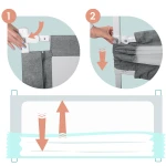 Barierka ochronna do łóżka zabezpieczająca bramka blokada 200 cm Nukido NK-227 szara