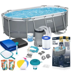 Basen ogrodowy stelażowy 305 x 200 x 84 cm 17w1 Bestway 5614A