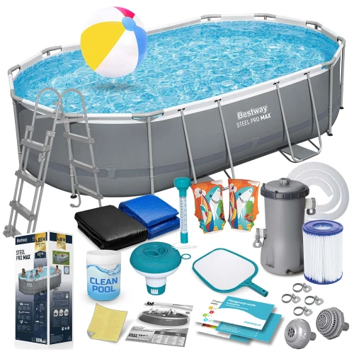 Basen ogrodowy stelażowy 488 x 305 x 107 cm 18w1 Bestway 56448