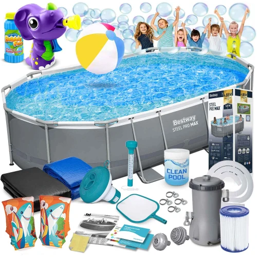 Basen ogrodowy stelażowy 488 x 305 x 107 cm 18w1 Bestway 56448 + maszynka do baniek GRATIS