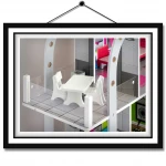 Drewniany domek dla lalek duży 3-piętrowy + meble + taras + winda