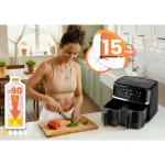 Duża frytkownica beztłuszczowa 10,2l Air fryer XL dwukomorowa Berdsen 1700W BD-657 czarna