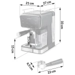 Ekspres do kawy kolbowy spieniacz do mleka 20 bar Berdsen BD-773 czarny