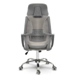 Fotel biurowy z mikrosiatką Praga - jasnoszary 