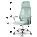 Fotel biurowy z mikrosiatką Praga - jasnoniebieski 