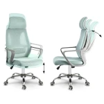 Fotel biurowy z mikrosiatką Praga - jasnoniebieski 