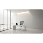 Fotel biurowy z mikrosiatki Sofotel Corta szaro-turkusowy