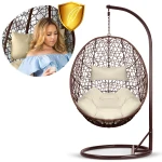 Fotel ogrodowy wiszący Brava brązowy + beżowe poduszki Sofotel