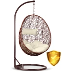 Fotel ogrodowy wiszący Brava brązowy + beżowe poduszki Sofotel