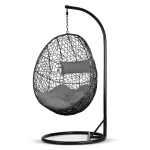 Fotel ogrodowy wiszący Brava czarny + szare poduszki Sofotel