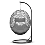 Fotel ogrodowy wiszący Brava czarny + szare poduszki Sofotel