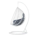 Fotel ogrodowy wiszący bujany Hawana biały + c.niebieskie poduszki