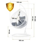 Fotel ogrodowy wiszący bujany Hawana biały + c.niebieskie poduszki