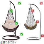 Fotel ogrodowy wiszący Cabana brązowy + beżowe poduszki