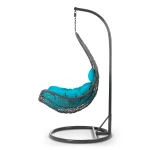 Fotel ogrodowy wiszący Cabana szary + jasno niebieskie poduszki Sofotel