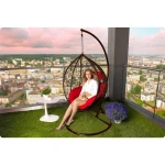 Fotel ogrodowy wiszący Hawana brązowy + czerwone poduszki Sofotel