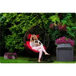 Fotel ogrodowy wiszący Hawana brązowy + czerwone poduszki Sofotel