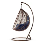 Fotel ogrodowy wiszący Hawana brązowy + ciemno niebieskie poduszki Sofotel