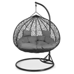 Fotel ogrodowy wiszący Hawana Duo czarny + szare poduszki Sofotel
