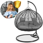 Fotel ogrodowy wiszący Hawana Duo czarny + szare poduszki Sofotel