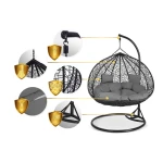 Fotel ogrodowy wiszący Hawana Duo czarny + szare poduszki Sofotel