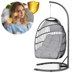 Fotel ogrodowy wiszący Luisiana szary + szare poduszki Sofotel