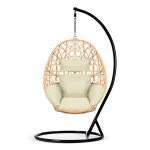 Fotel ogrodowy wiszący Sabana czarny + beżowe poduszki Sofotel