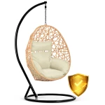 Fotel ogrodowy wiszący Sabana czarny + beżowe poduszki Sofotel