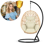 Fotel ogrodowy wiszący Sabana czarny + beżowe poduszki Sofotel