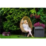 Fotel ogrodowy wiszący Sabana jasny brąz + szare poduszki Sofotel