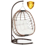 Fotel ogrodowy wiszący Tihuana brązowy  + jasno beżowe poduszki Sofotel