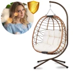 Fotel ogrodowy wiszący Tihuana brązowy  + jasno beżowe poduszki Sofotel