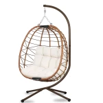 Fotel ogrodowy wiszący Tihuana brązowy  + jasno beżowe poduszki Sofotel