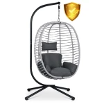 Fotel ogrodowy wiszący Toskana czarny   szare poduszki Sofotel