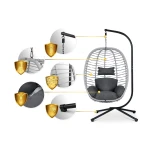 Fotel ogrodowy wiszący Toskana czarny   szare poduszki Sofotel