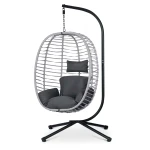 Fotel ogrodowy wiszący Toskana czarny   szare poduszki Sofotel
