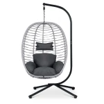 Fotel ogrodowy wiszący Toskana czarny   szare poduszki Sofotel