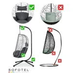 Fotel ogrodowy wiszący Toskana czarny   szare poduszki Sofotel